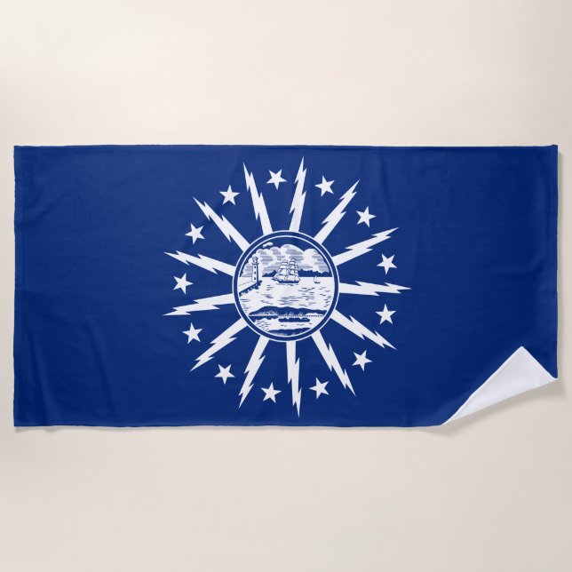 Flag of Buffalo (City in New York State) Beach Towel (Front)