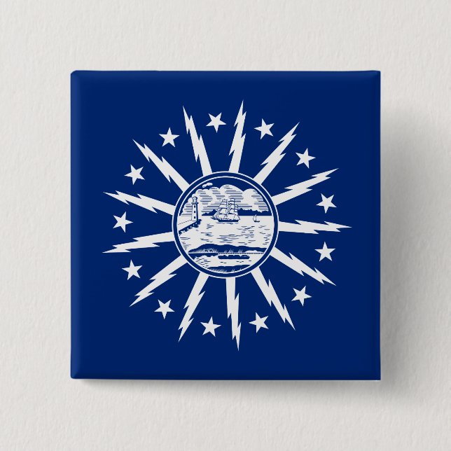 Flag of Buffalo, New York 2 Inch Square Button (Front)