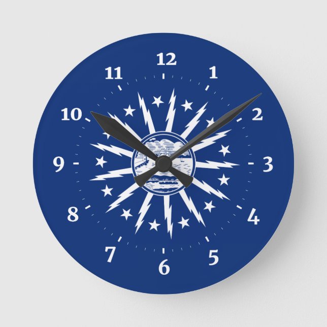 Flag of Buffalo, New York Round Clock (Front)
