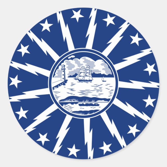 Flag of Buffalo, New York Square Paper Coaster Classic Round Sticker (Front)