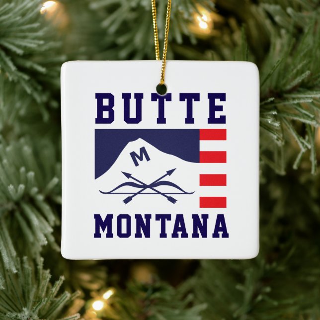 Flag of Butte, Montana Ceramic Ornament (Tree)