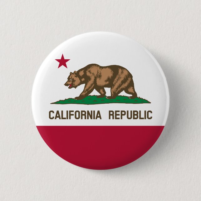 Flag Of California, California bottom, 2 Inch Round Button (Front)
