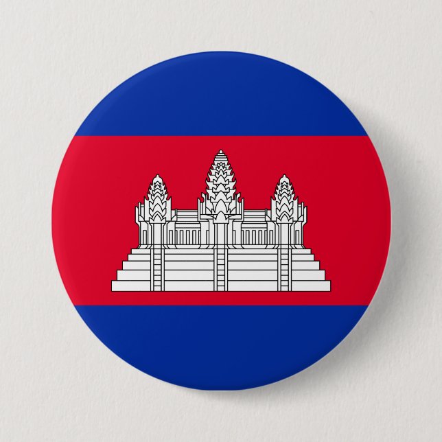 Flag of Cambodia 3 Inch Round Button (Front)