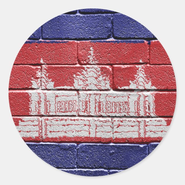 Flag of Cambodia Classic Round Sticker (Front)