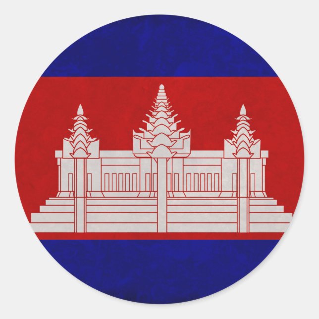 Flag of Cambodia Classic Round Sticker (Front)