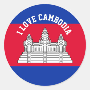 Flag of Cambodia Souvenir Travel  Classic Round Sticker