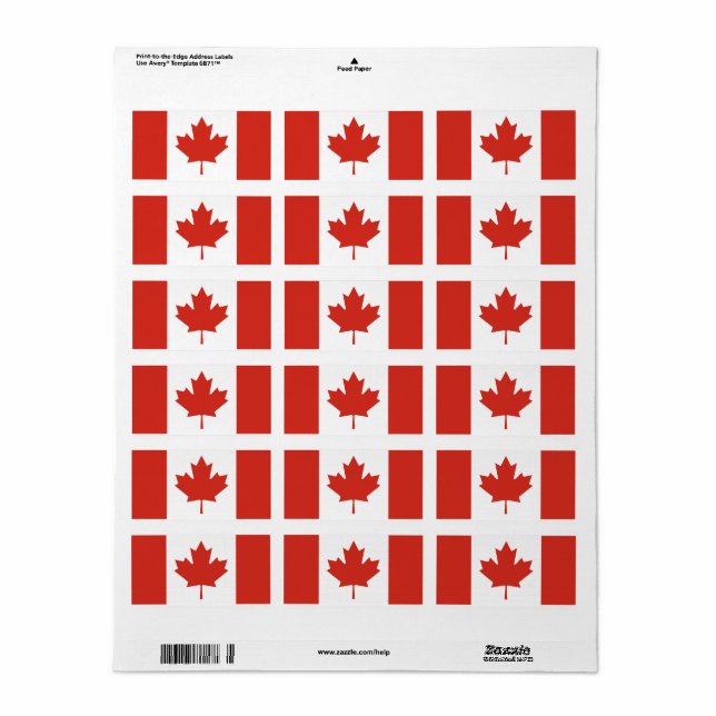 Flag of Canada custom-cut  Label (Full Sheet)