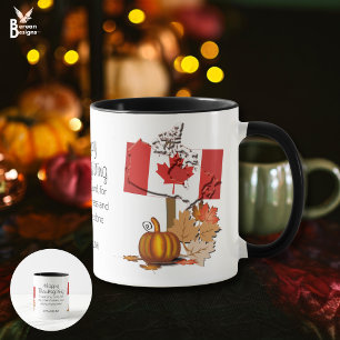 Flag of Canada Personalized HAPPY THANKSGIVING Mug