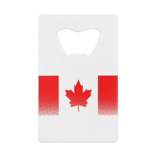 Flag Of Canada With Halftone Effect Credit Card Bottle Opener