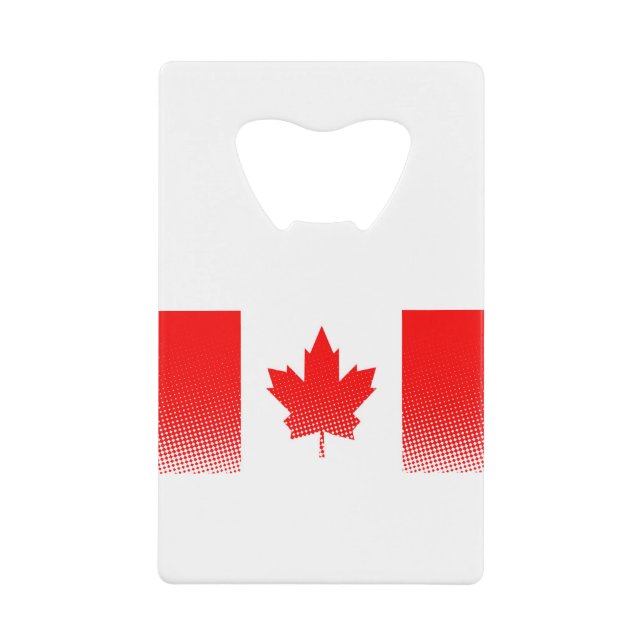 Flag Of Canada With Halftone Effect Credit Card Bottle Opener (Front)