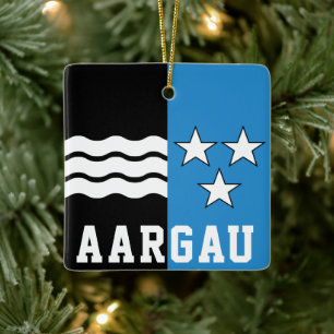 Flag of Canton of Aargau Ceramic Ornament