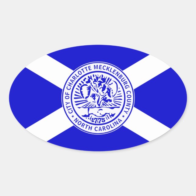 Flag of Charlotte, NC Oval Sticker (Front)