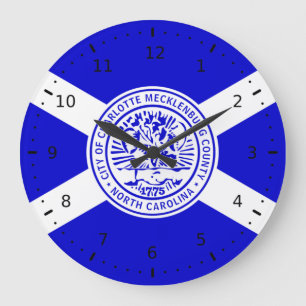 Flag of Charlotte, North Carolina Large Clock
