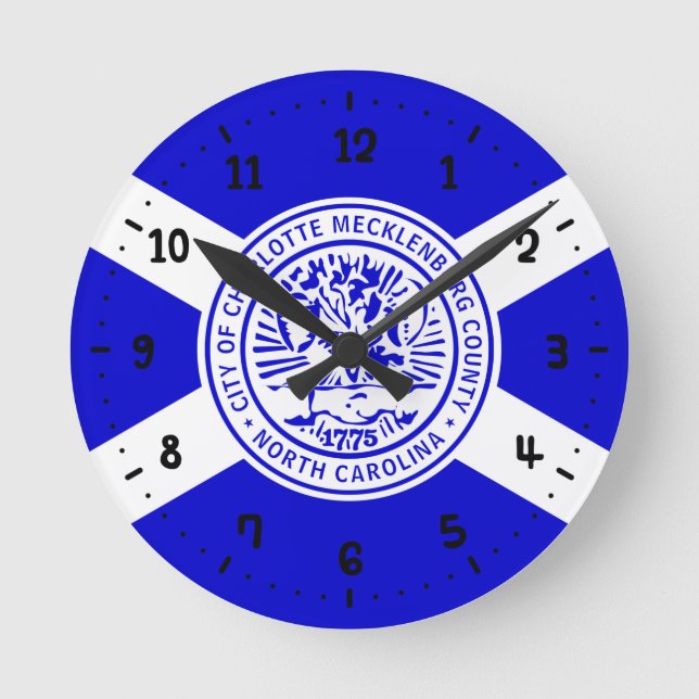 Flag of Charlotte, North Carolina  Round Clock (Front)
