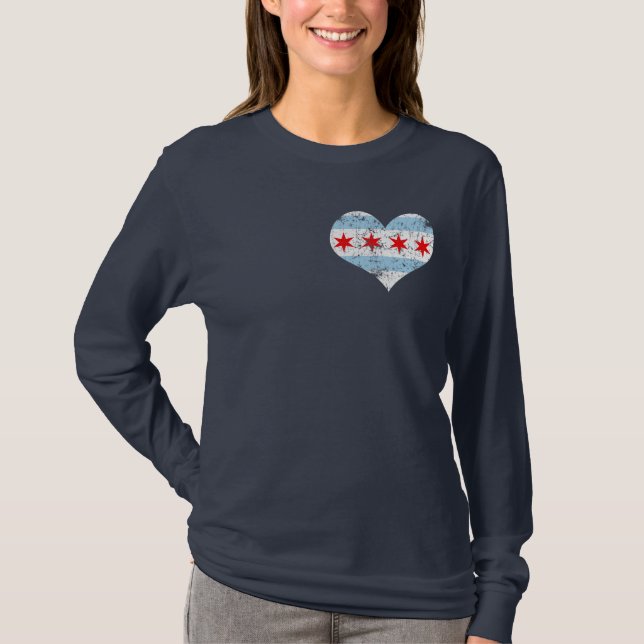 Flag of Chicago Heart t shirt (Front)