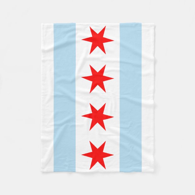 Flag of Chicago, Illinois Fleece Blanket (Front)