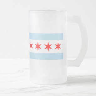 Flag of Chicago, Illinois Frosted Glass Beer Mug
