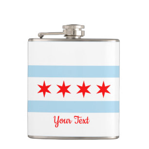 Flag of Chicago, Illinois Hip Flask