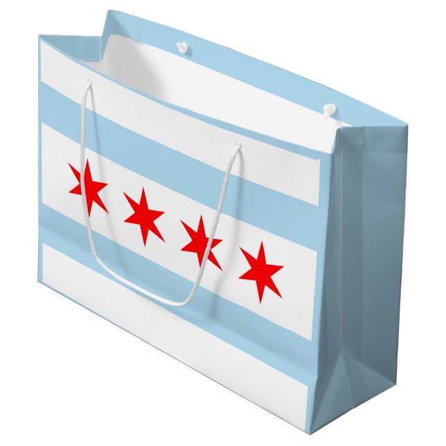 Flag of Chicago, Illinois Large Gift Bag (Front Angled)