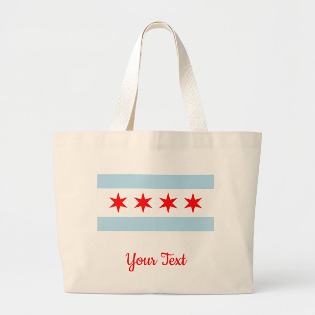 Flag of Chicago, Illinois  Large Tote Bag (Front)