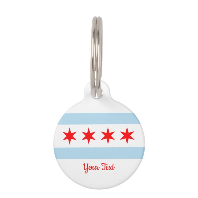 Flag of Chicago, Illinois Pet Name Tag (Front)