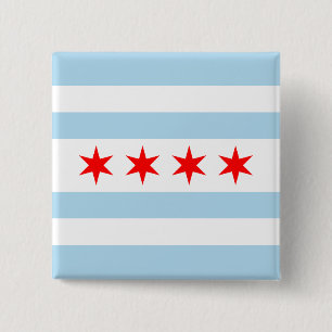 Flag of Chicago, Illinois Pinback Button