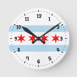 Flag of Chicago, Illinois  Round Clock
