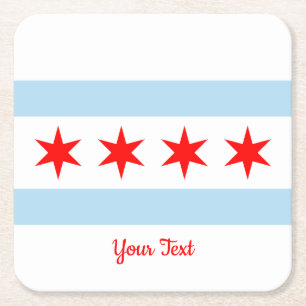 Flag of Chicago, Illinois Square Paper Coaster