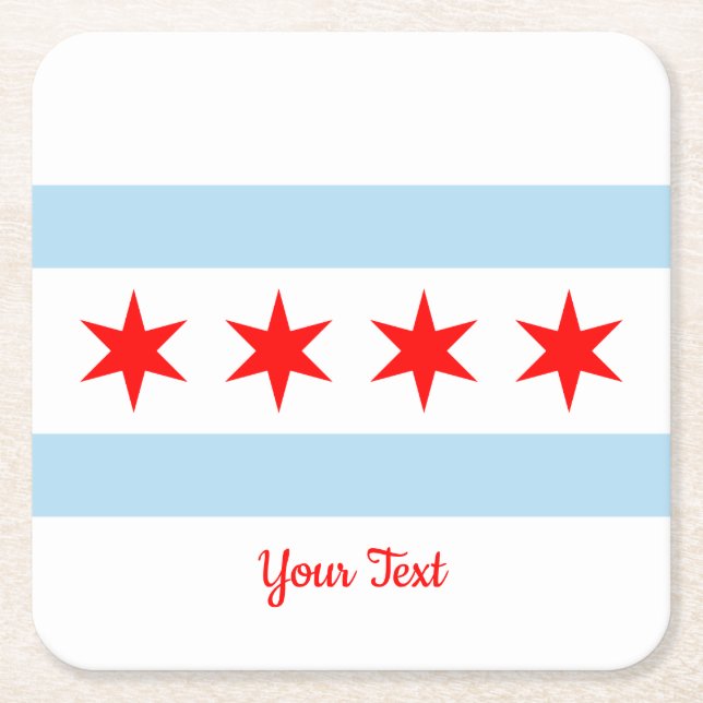 Flag of Chicago, Illinois Square Paper Coaster (Front)