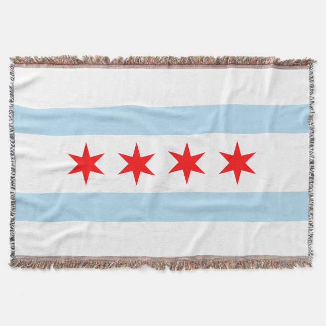 Flag of Chicago, Illinois Throw Blanket (Front)