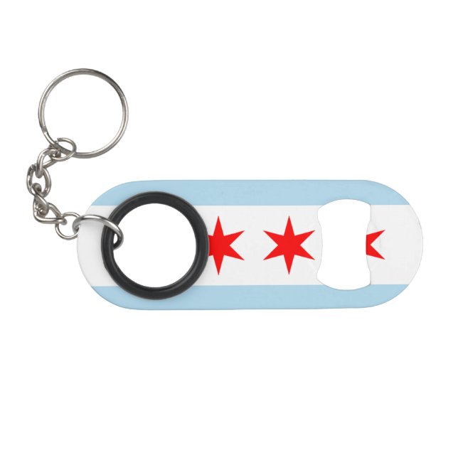 Flag of Chicago Keychain Bottle Opener (Front (Horizontal))