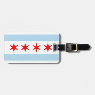 Flag of Chicago Luggage Tag w/ leather strap