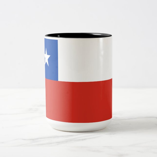 Flag of Chile Two-Tone Coffee Mug (Center)