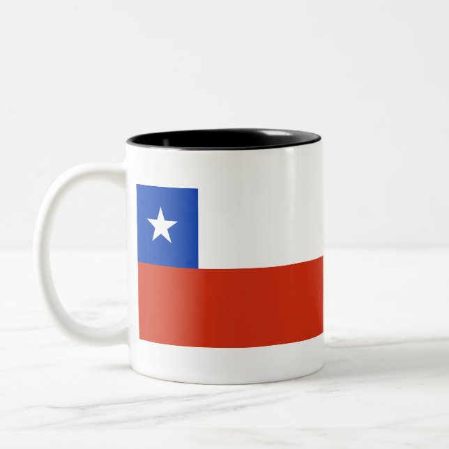 Flag of Chile Two-Tone Coffee Mug (Left)