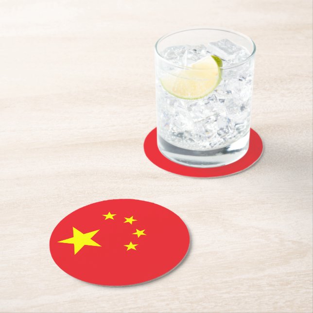 Flag of China Round Paper Coaster (Insitu)