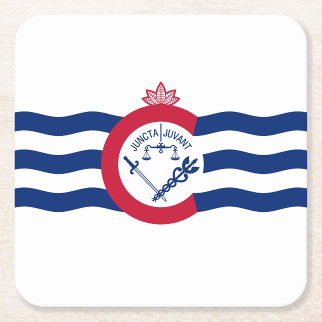 Flag of Cincinnati, Ohio Square Paper Coaster (Front)