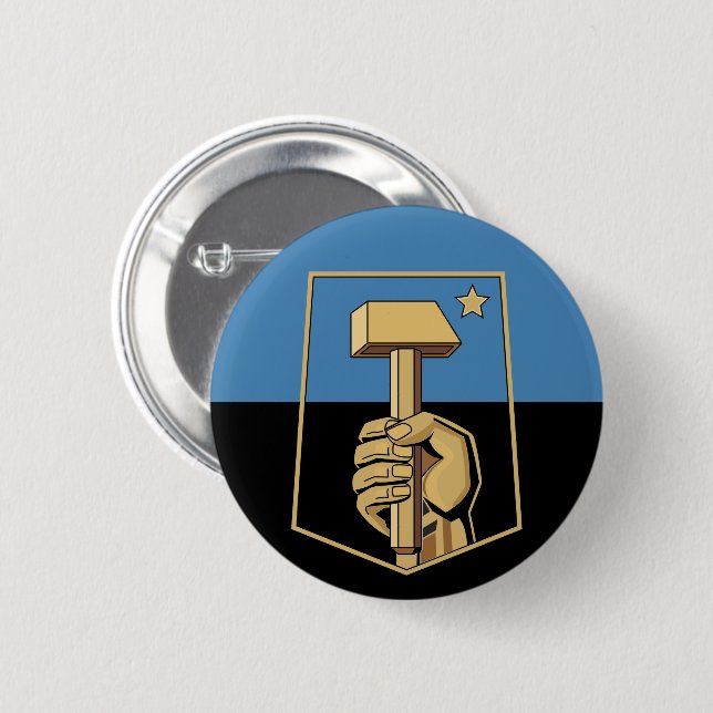 Flag of city of Donetsk 2 Inch Round Button (Front & Back)