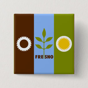 Flag of city of Fresno, California Button