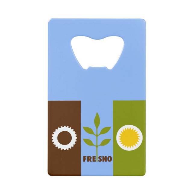 Flag of city of Fresno, California Credit Card Bot Credit Card Bottle Opener (Front)