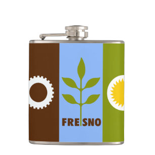 Flag of city of Fresno, California Hip Flask