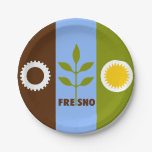 Flag of city of Fresno, California Paper Plates
