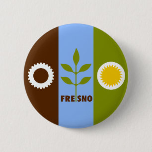 Flag of city of Fresno, California Pinback Button