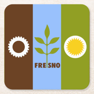 Flag of city of Fresno, California Square Paper Coaster