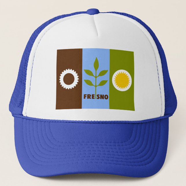 Flag of city of Fresno, California Trucker Hat (Front)