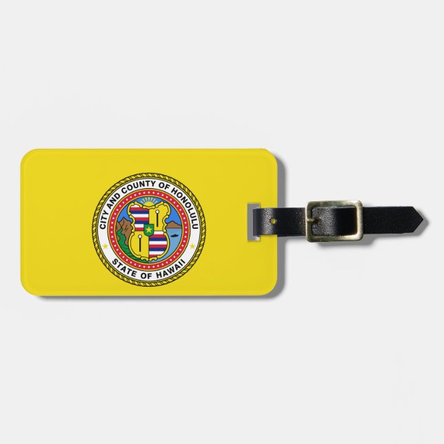 Flag of city of Honolulu, Hawaii Luggage Tag (Front Horizontal)