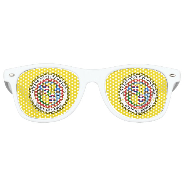 Flag of city of Honolulu, Hawaii Retro Sunglasses (Front)