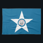 Flag of city of Houston, Texas Kitchen Towel<br><div class="desc">Kitchen Towel  with flag of Houston,  Texas; blue flag with seal of Houston in a white star,  with an illustration of a train</div>