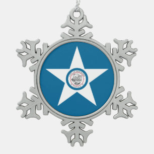 Flag of city of Houston, Texas Snowflake Pewter Ch Christmas Ornament