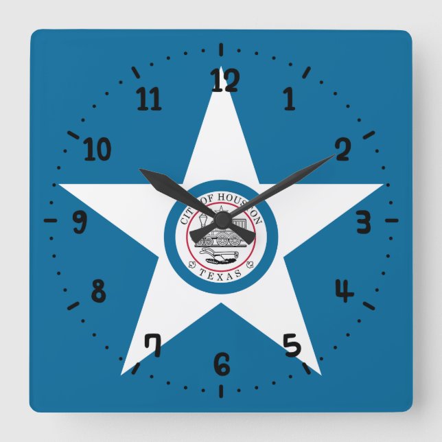 Flag of city of Houston, Texas Square Wall Clock (Front)