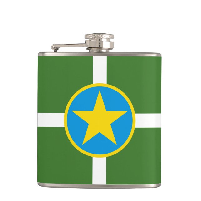 Flag of city of Jackson, Mississippi Hip Flask (Front)